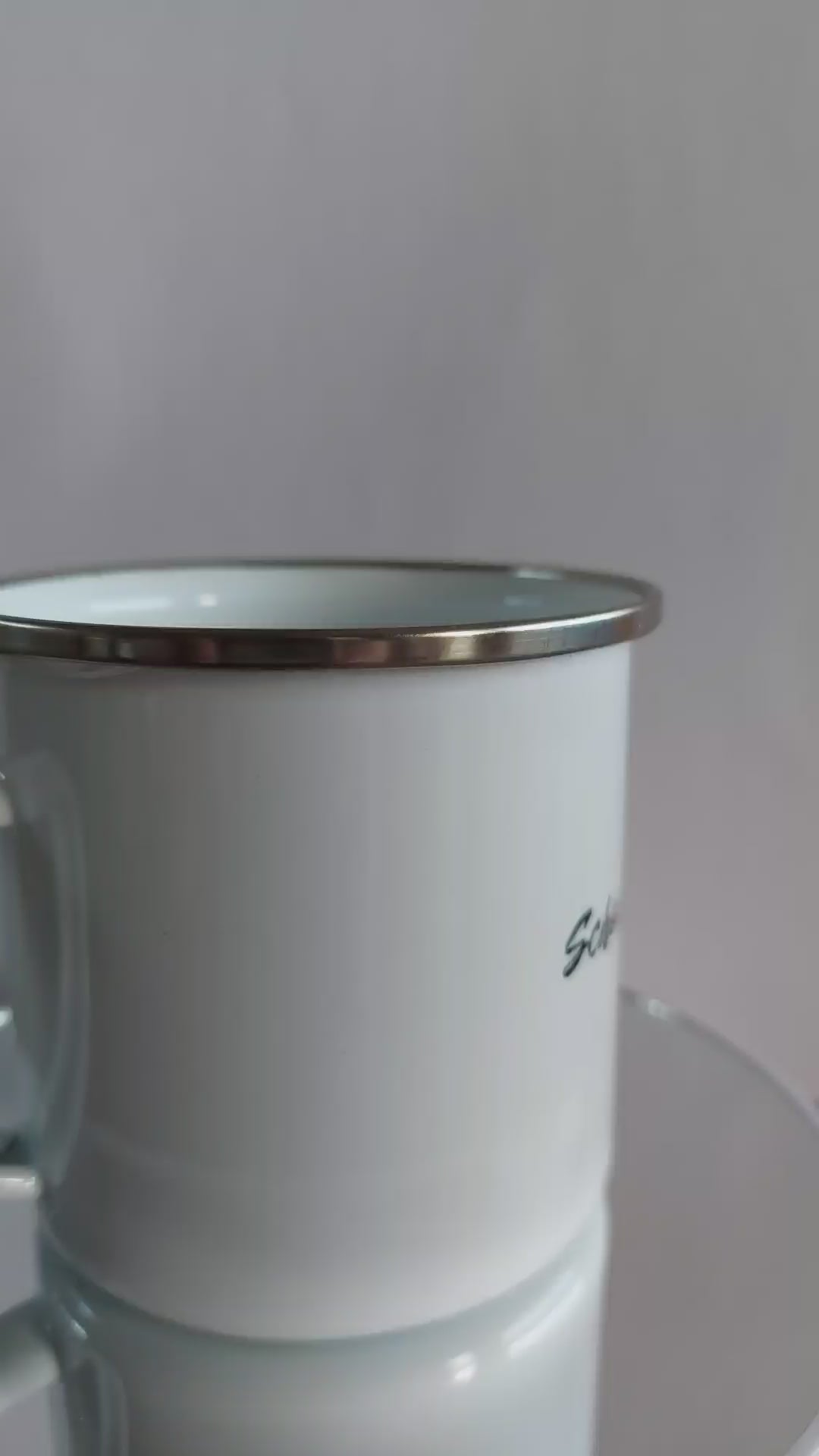 Emaille Tasse "Schorle gibt's später" mit Herz